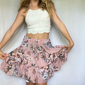 Cute floral skirt + crop top set!